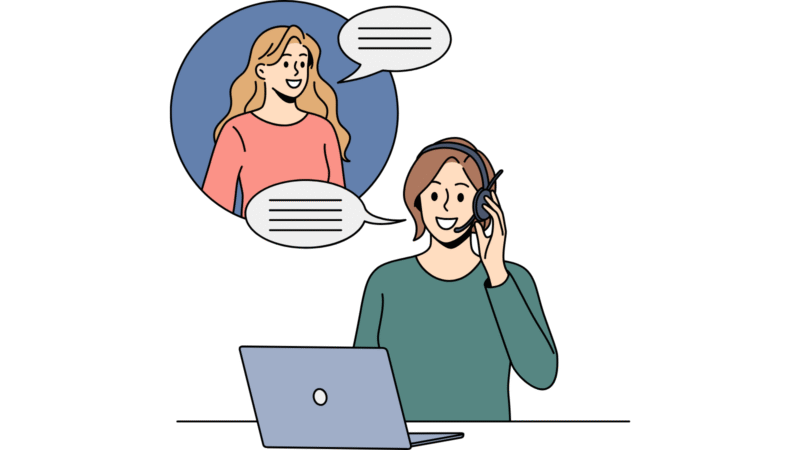 電話対応をする女性